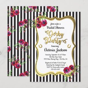 Invitaciones a duchas de novias temáticas de Derby