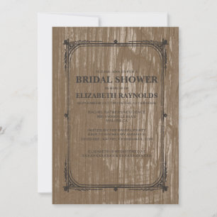 Invitaciones a duchas marrones de madera de pino o