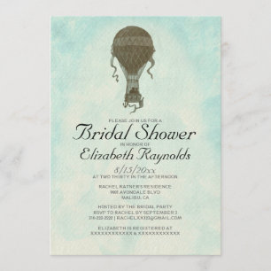 Invitaciones a duchas nupciales con globos aerostá