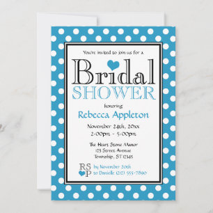 Invitaciones a duchas nupciales con polka Dot Blue