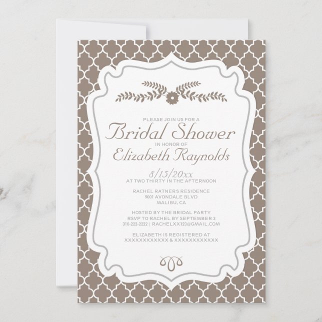 Invitaciones a duchas nupciales de cuatrefoil marr (Anverso)