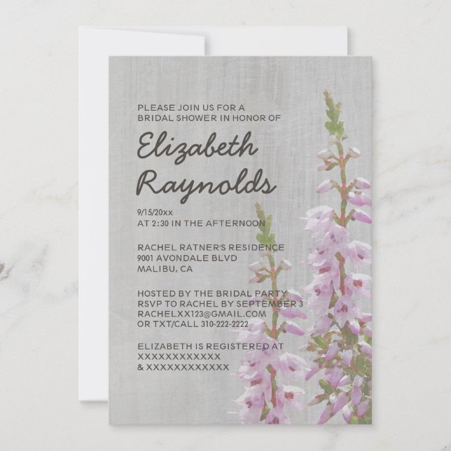Invitaciones a duchas nupciales de Heather (Anverso)