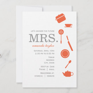 Invitaciones a duchas nupciales de Naranja monogra