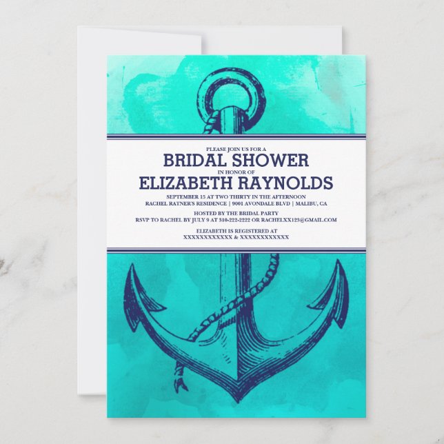 Invitaciones a duchas nupciales náuticas de antaño (Anverso)