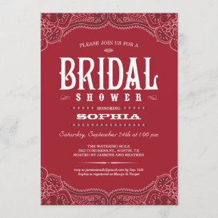 Invitaciones a duchas nupciales Paisley Cowgirl