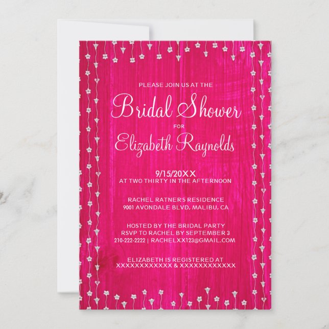 Invitaciones a duchas nupciales rusticas de color  (Anverso)
