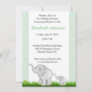 Invitaciones a duchas para bebés con elefante neut