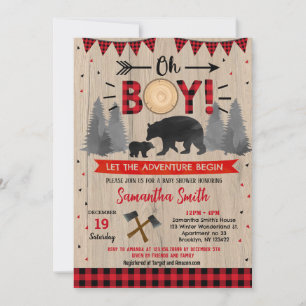 Invitaciones a duchas para bebés con oseos de Wood