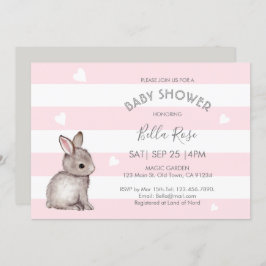Invitaciones a duchas para bebés conejito rosa