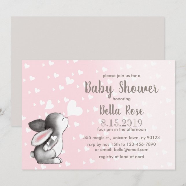 Invitaciones a duchas para bebés confitadas de cor (Anverso / Reverso)