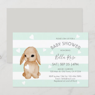 Invitaciones a duchas para bebés de conejo gris de