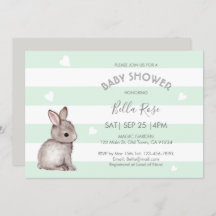 Invitaciones a duchas para bebés de conejo gris de