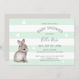 Invitaciones a duchas para bebés de conejo gris de