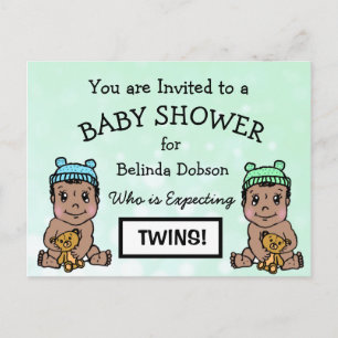 Invitaciones a duchas para bebés de gemelos étnico