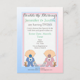 Invitaciones a duchas para bebés gemelas - niño y 