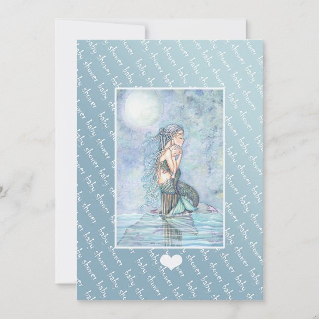 Invitaciones a duchas para bebés invitan a sirenas (Anverso)