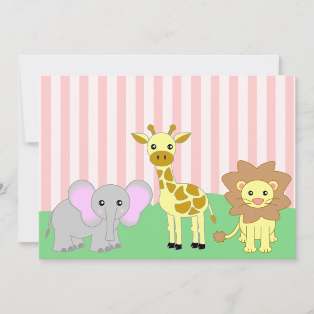 Invitaciones a duchas para bebés rosados (Anverso)