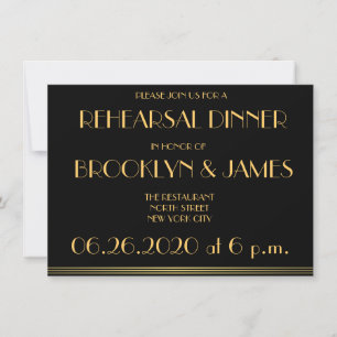 Invitaciones a ensayo de Bodas Black Great Gatsby