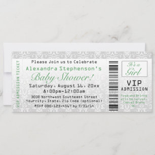Invitaciones a entradas de Baby Shower en verde/bl