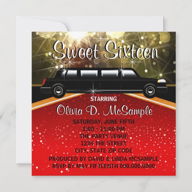 Invitaciones a estrella de película Glitz Glamour  (Anverso)