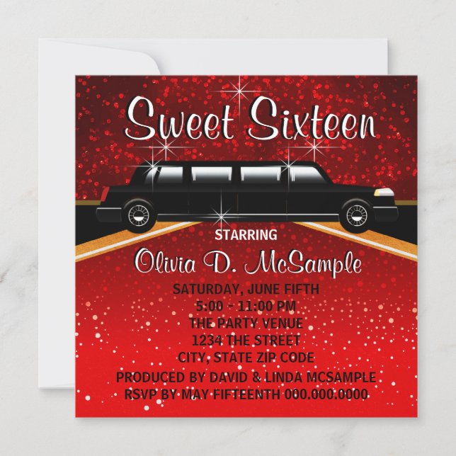 Invitaciones a estrella de película Glitz Glamour  (Anverso)