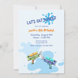 Invitaciones a Fiesta con Pistolas de Agua