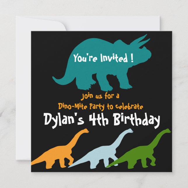 Invitaciones a fiesta de cumpleaños de dinosaurios (Anverso)