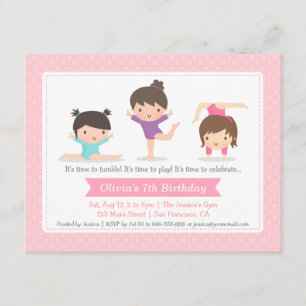 Invitaciones a fiesta de cumpleaños de gimnasia de