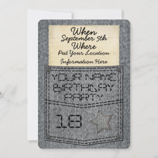 Invitaciones a fiesta de cumpleaños de Jeans Pocke