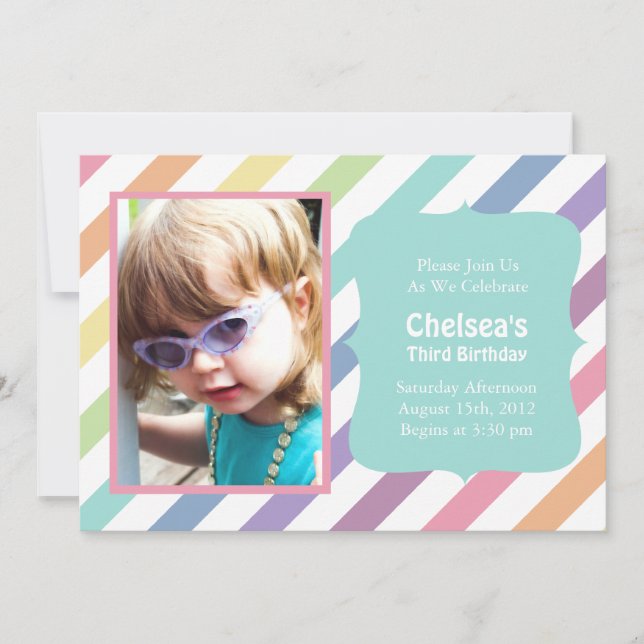 Invitaciones a fiesta de cumpleaños de la franja a (Anverso)