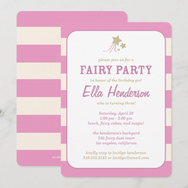 Invitaciones a fiesta de cumpleaños de la princesa (Anverso / Reverso)