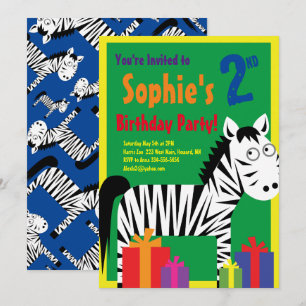 Invitaciones a fiesta de cumpleaños de Zebra Anima