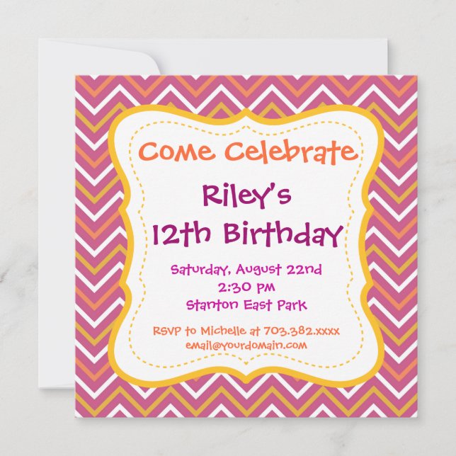Invitaciones a fiesta de cumpleaños del patrón de  (Anverso)
