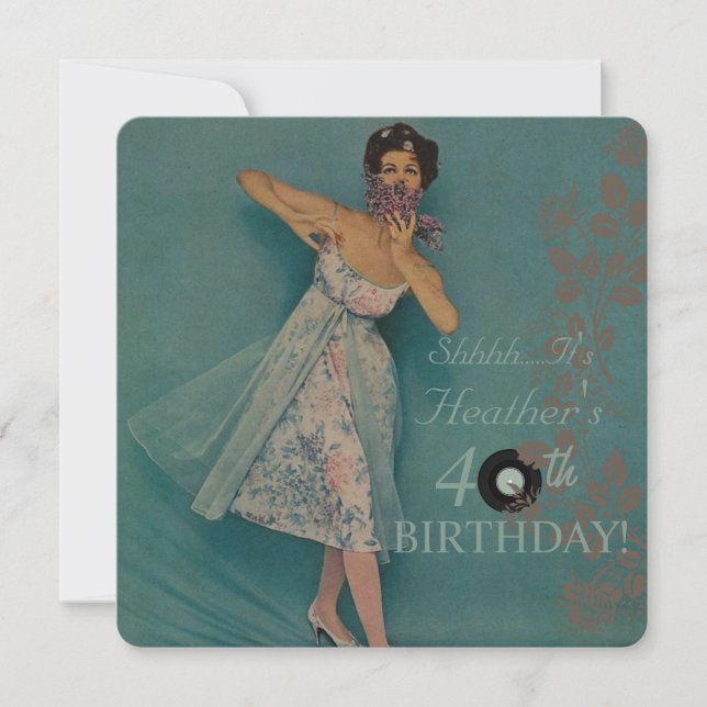 Invitaciones a fiesta de cumpleaños estilo retro p (Anverso)