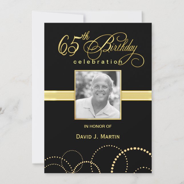 Invitaciones a fiesta de cumpleaños número 65 - Fo (Anverso)