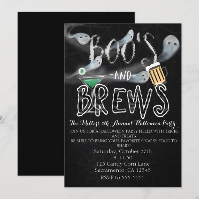 Invitaciones a fiesta de disfraces de Halloween de (Anverso / Reverso)