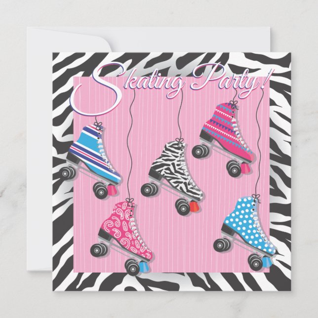 Invitaciones a fiesta de patinaje sobre ruedas (Anverso)