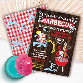 Invitaciones a fiesta de piscina y barbacoa rústic