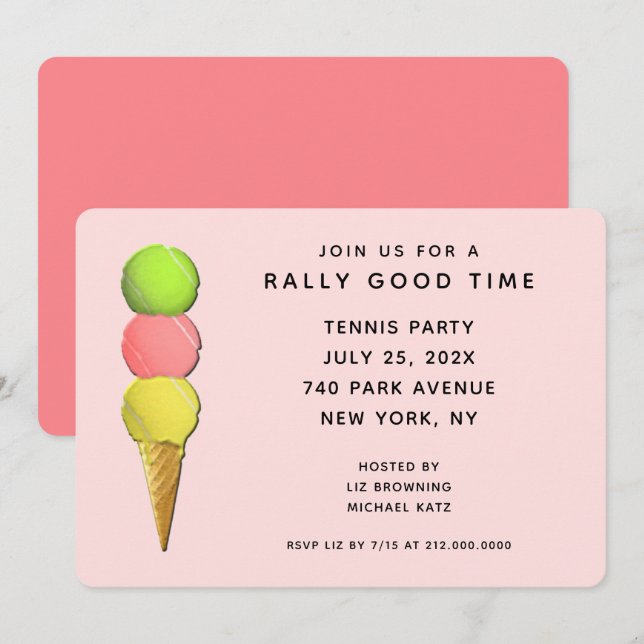 Invitaciones a fiesta de tenis (Anverso / Reverso)