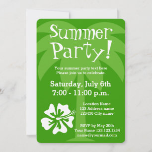 Invitaciones a fiesta de verano con flor tropical