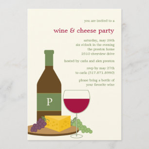 Invitaciones a Fiesta de Vino y Queso