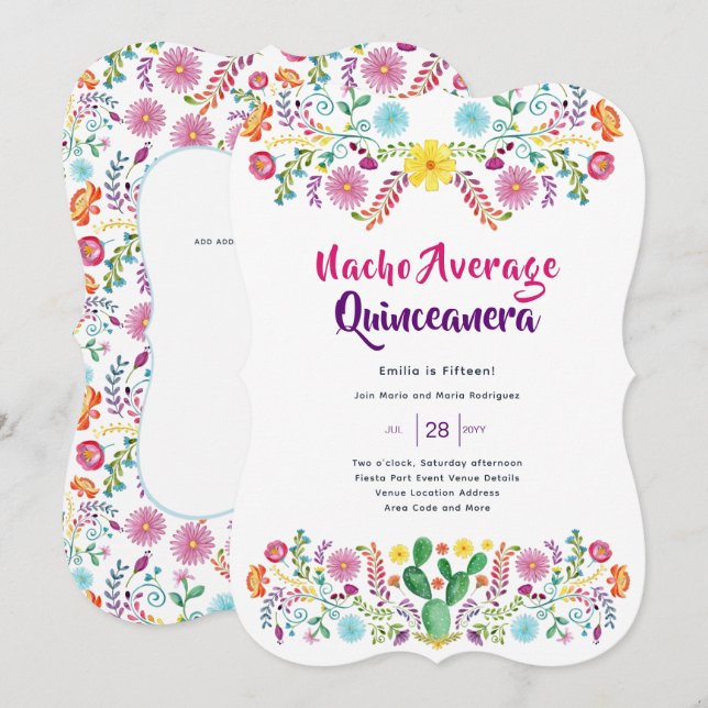 Invitaciones a FIESTA mexicana: PROMEDIO de Arte N (Anverso / Reverso)