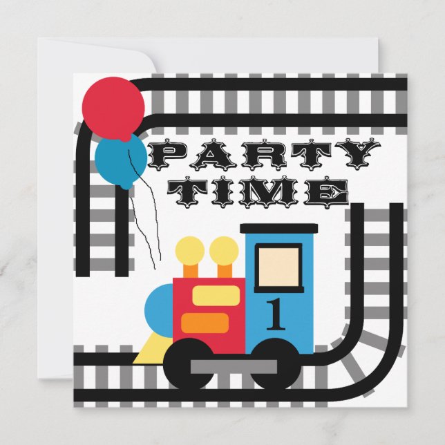 Invitaciones a Fiesta por tren de cumpleaños (Anverso)