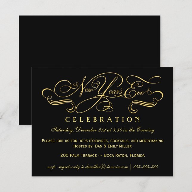 Invitaciones a fiestas de celebración de Año Nuevo (Anverso / Reverso)