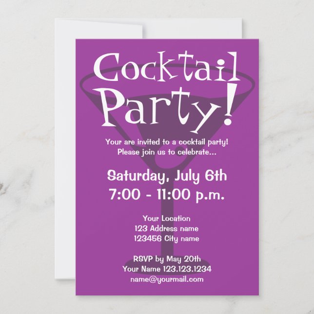 Invitaciones a fiestas de cóctel para celebracione (Anverso)