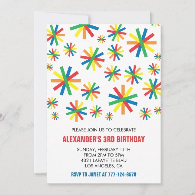 Invitaciones a fiestas de color Confetti Niños mod (Anverso)