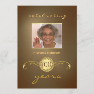 Invitaciones a fiestas de cumpleaños 100 - Oro ant