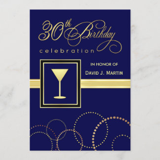 Invitaciones a fiestas de cumpleaños 30 - Azul y o