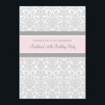 Invitaciones a fiestas de cumpleaños 80 de Gray Da<br><div class="desc">Personalizado 80. Aniversario de la fiesta en un elegante y luminoso color rosa pastel,  gris y blanco clásico de la época de damasco floral. Añada su nombre y detalles de fiesta para una invitación única y elegante a la fiesta de cumpleaños.</div>