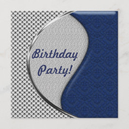 Invitaciones a fiestas de cumpleaños azules y plat